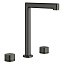 Grifo bimando de lavabo alto sobre encimera Toscana black gun metal de Imex